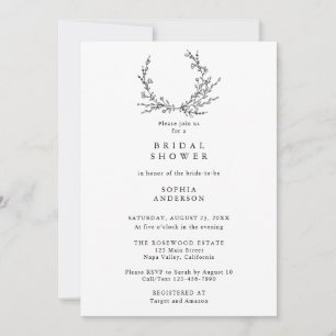 Minimalist Floral Line Art Bridal Shower Invitation