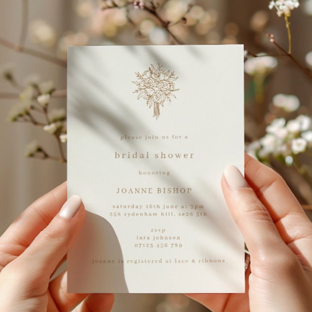 Minimalist Floral Line Art Bridal Shower Invitation (Creator Uploaded)