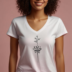“Minimalist Floral Line Art” Elegant Design T-Shirt