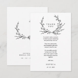 Minimalist Floral Line Art Flat Thank You Card