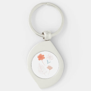 Minimalist Floral Line Art Key Ring
