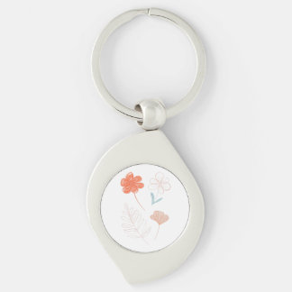 Minimalist Floral Line Art Key Ring