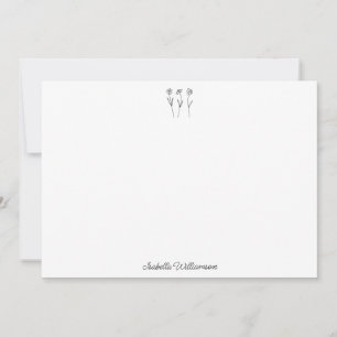 Minimalist Floral Line Art Personalised Simple Thank You Card