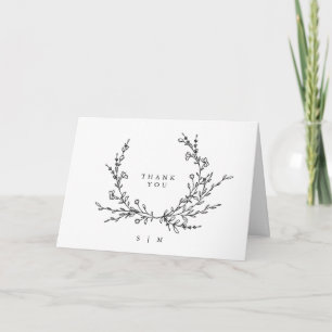 Minimalist Floral Line Art Wedding Folded  Thank You Card