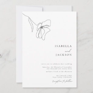 Minimalist Floral Line Art Wedding Invitation