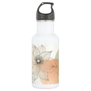 Minimalist Floral Line Neutral Tones Water Bottle