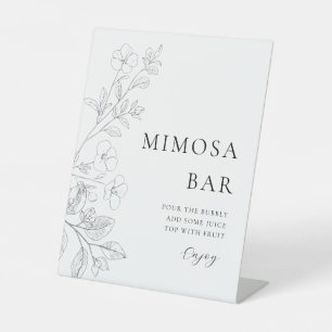 Minimalist Floral Mimosa Bar Sign
