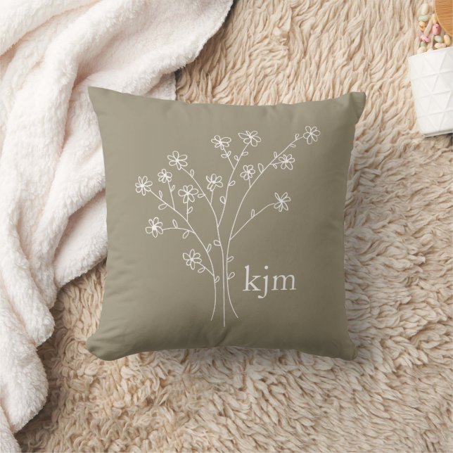 Minimalist Floral Monogram Cushion (Blanket)