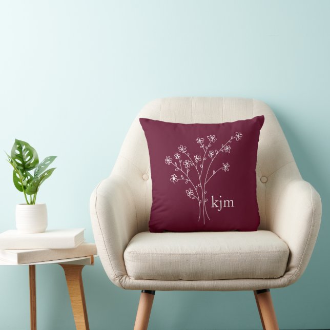 Minimalist Floral Monogram Cushion (Chair)