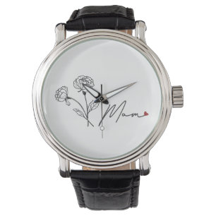 Minimalist Floral Mum gift With Heart Watch