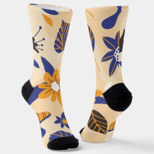 Minimalist floral mushroom leaf socks