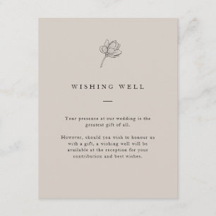 Minimalist Floral Neutral Wishing Well Enclosure Card
