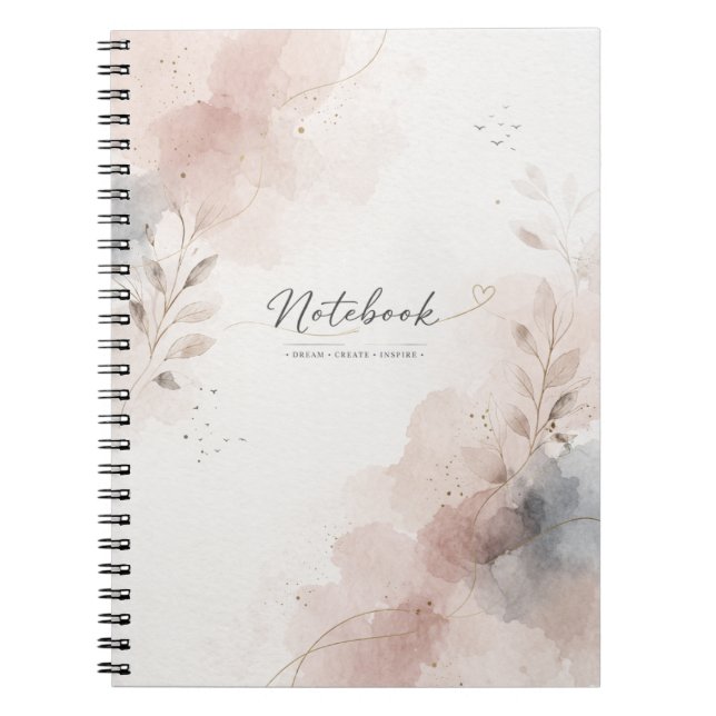 Minimalist Floral Notebook | Aesthetic Watercolor  (Front)