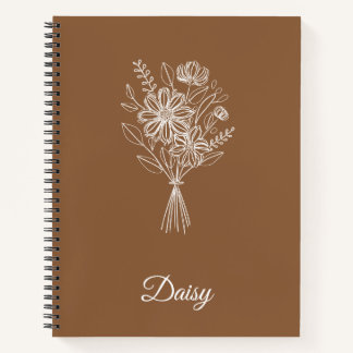 Minimalist Floral Notebook – Personalized Name 