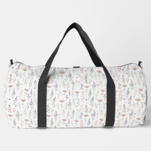 Minimalist Floral Pattern Boho Wildflower Duffle Bag