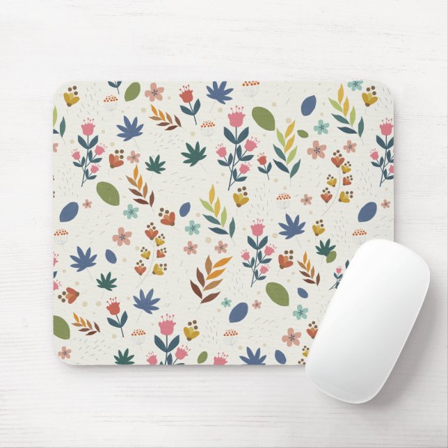 Minimalist Floral Pattern Mouse Mat (With Mouse)