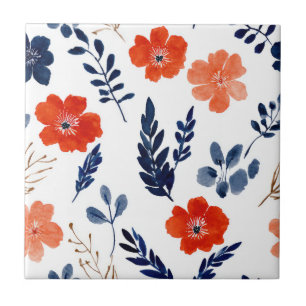 Minimalist Floral Pattern Watercolor Elegant Tile