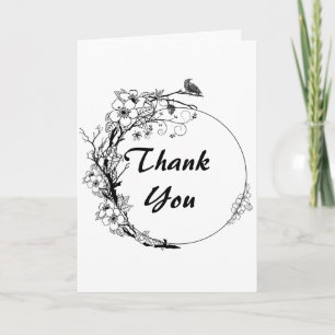 Minimalist Floral Personalised Black and White Card