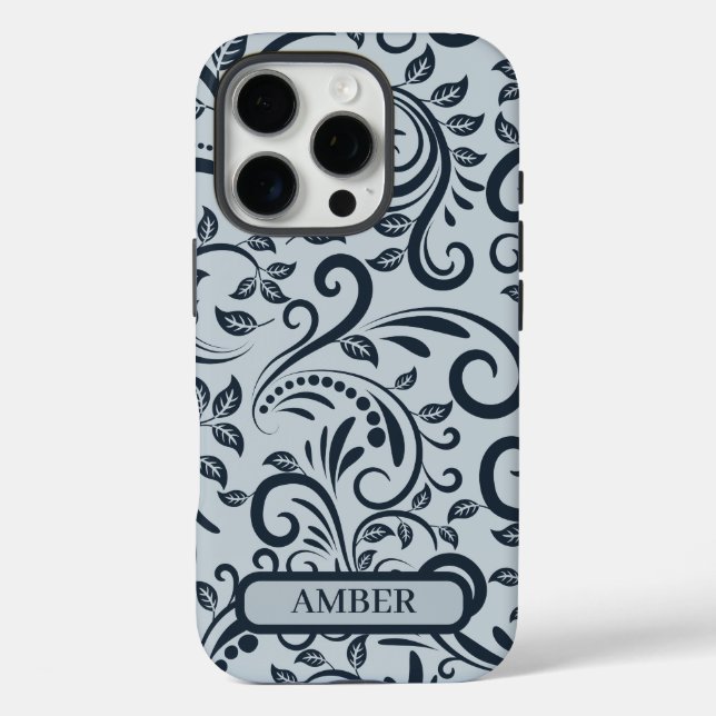 Minimalist Floral Phone Case with Custom Name (Back)