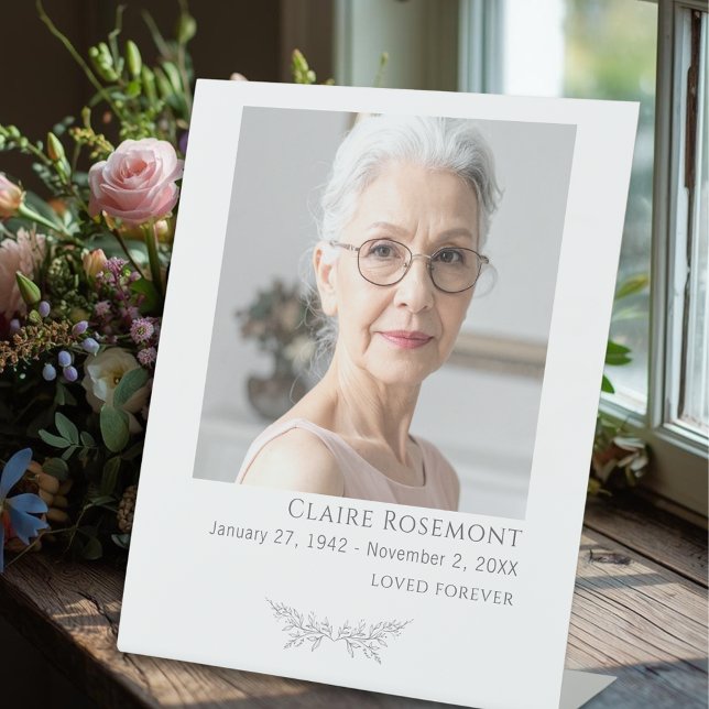 Minimalist Floral Photo Funeral Pedestal Sign (Minimalist Floral Photo Funeral Pedestal Sign
)