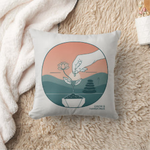 Minimalist Floral Plant "Grow & Harmonize" Yoga Me Cushion