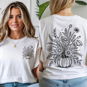 Minimalist Floral Pumpkin Shirt, Fall Vibes Shirt