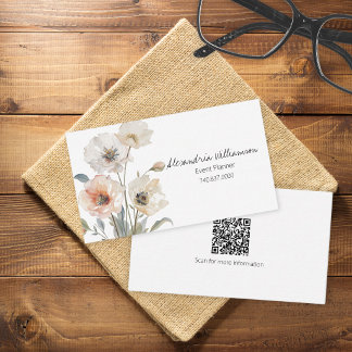 Minimalist Floral QR Code Business Card