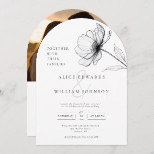 Minimalist Floral QR Code Photo Wedding Arch Invitation