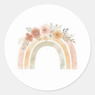 Minimalist Floral Rainbow Birthday Stickers