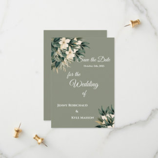 Minimalist Floral Sage Green Save The Date