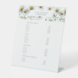 Minimalist Floral   Salon Price List Service Menu Pedestal Sign