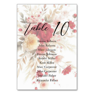 Minimalist Floral Script Wedding Seating Plan Table Number