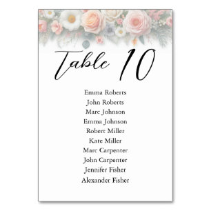 Minimalist Floral Script Wedding Seating Plan Table Number