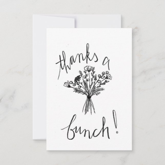 Minimalist floral sketch thank you card (Front)