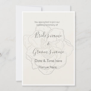 Minimalist Floral Sketch Wedding Invitation