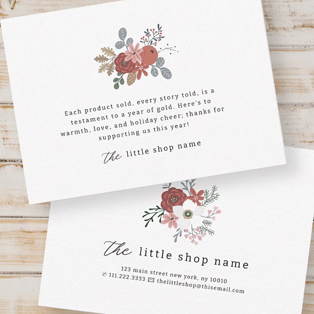 Minimalist Floral Small Business Holiday Thank You Card (Creator Uploaded)
