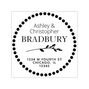Minimalist Floral Stem Return Address Label Self-inking Stamp
