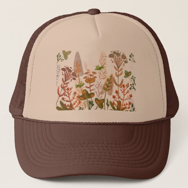 minimalist floral  trucker hat (Front)