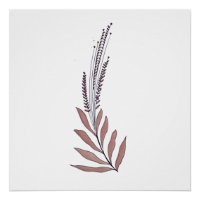 Minimalist Floral Wall Art in Soft & Plum Hue