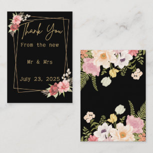 Minimalist Floral Wedding   Black & White Elegant  Enclosure Card