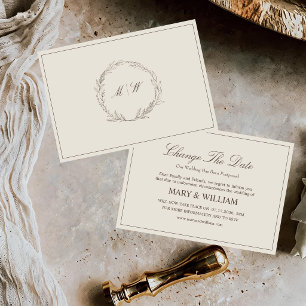 Minimalist Floral Wedding Change The Date Card