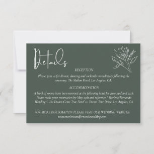 Minimalist Floral Wedding Details Card