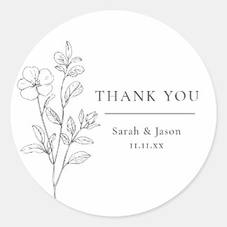 Minimalist Floral Wedding Favor Stickers