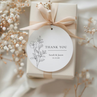 Minimalist Floral Wedding Favor Tags
