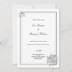 Minimalist Floral Wedding Invitation