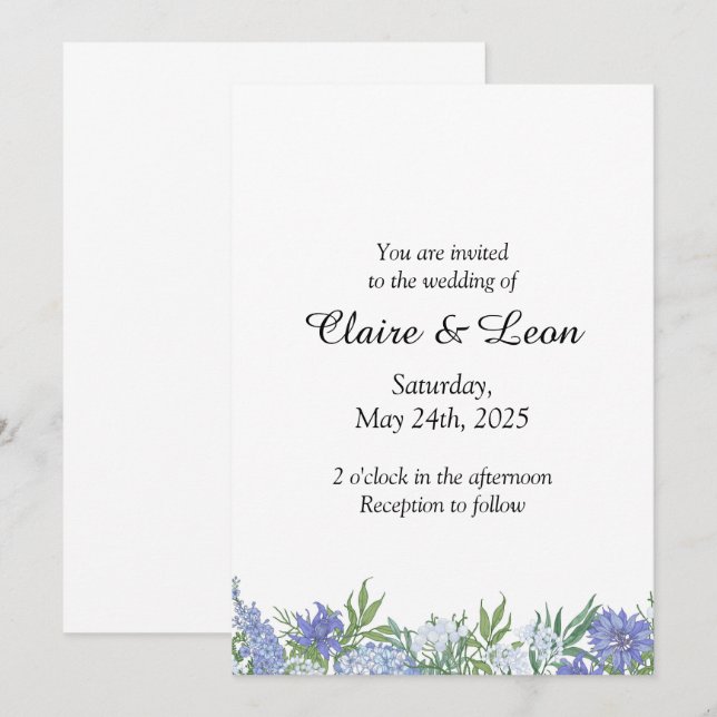 Minimalist Floral Wedding Invitation (Front/Back)