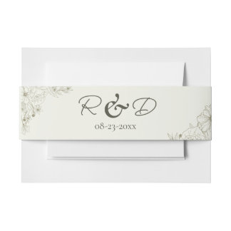 Minimalist Floral Wedding Invitation Belly Band