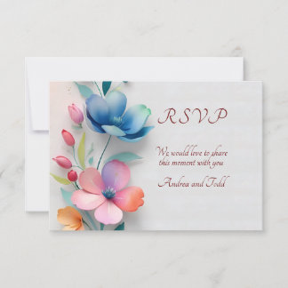 Minimalist floral wedding RSVP card
