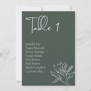 Minimalist Floral  Wedding Seating Chart  Card