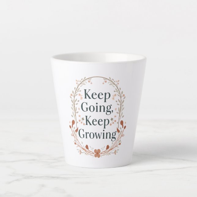 Minimalist Floral Wreath Positive Affirmation Latte Mug (Front)